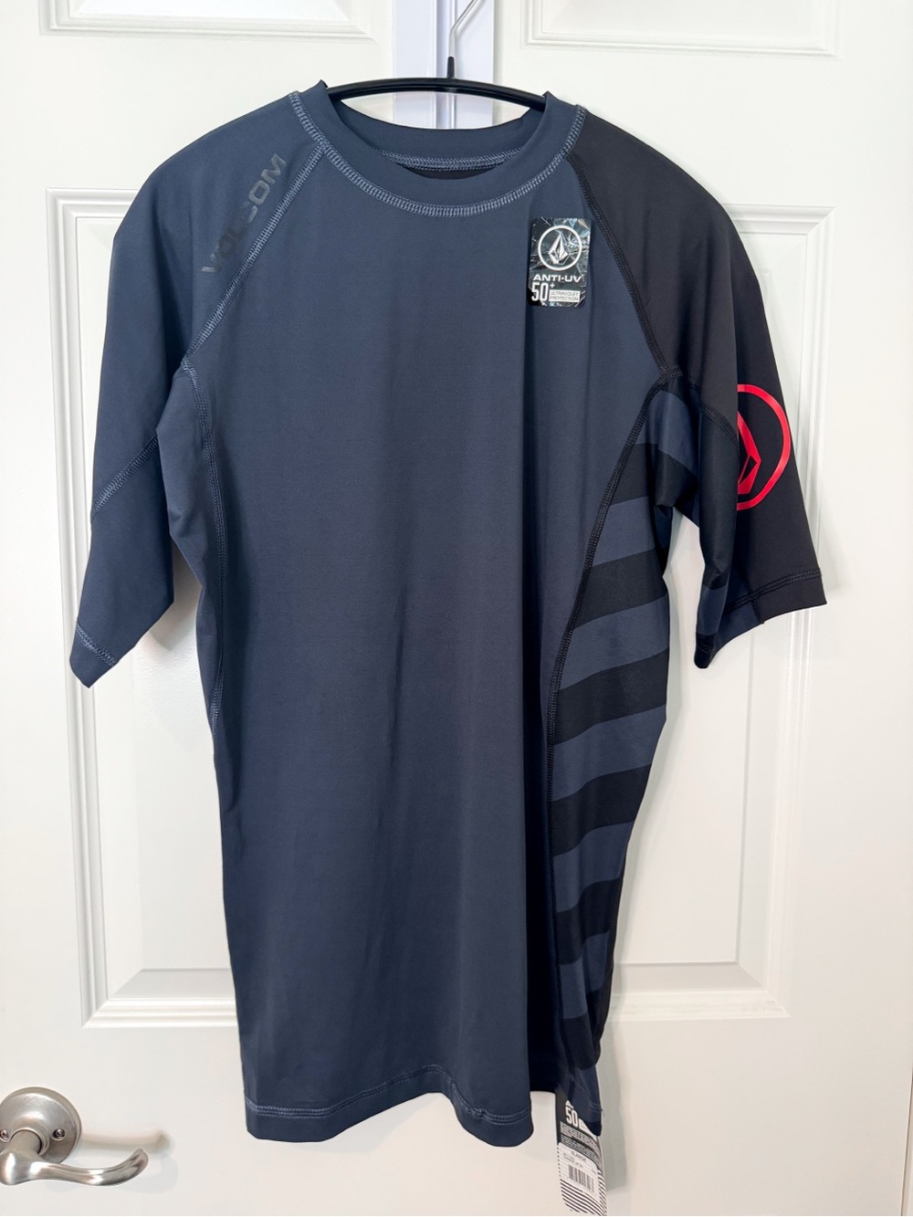 Volcom Men's Navy Rash Guard Swim Shirt - UPF 50+